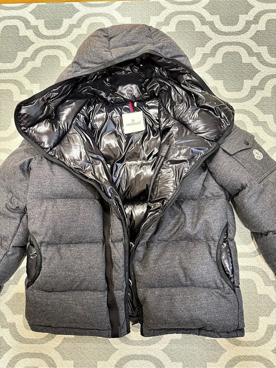 Moncler Other - Moncler Neuvic Down Jacket Grey Virgin Wool Puffer Hooded Coat NWOT